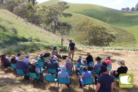 Understanding history: Mount Noorat Management Committee chair Will Conheady and Kirrae Wurrung man Brett Clarke spoke to attendees at the ‘Caring for Country’ celebration at Mount Noorat on Sunday.