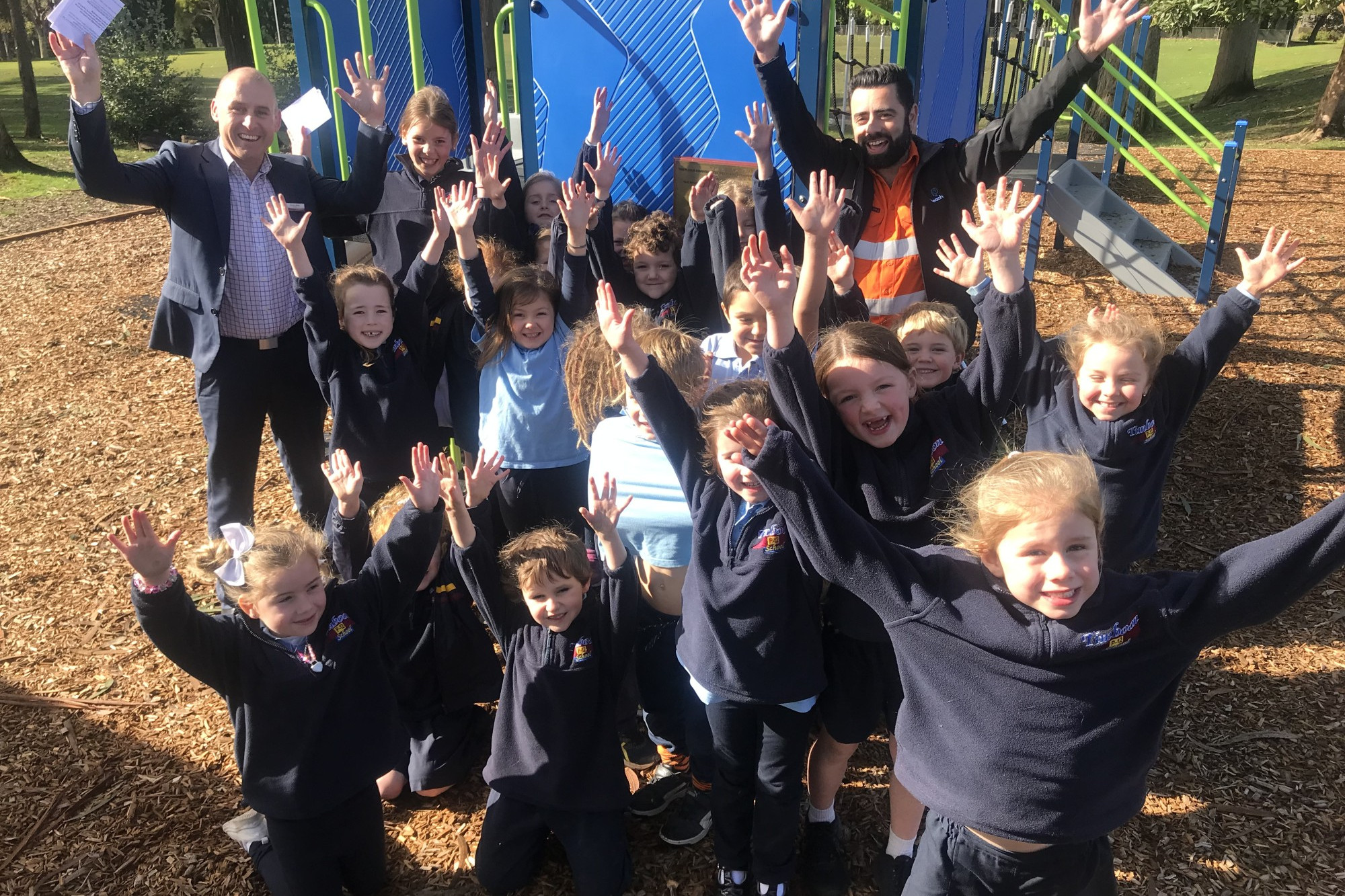 Working together: Timboon P-12’s new prep playground was officially opened last week.