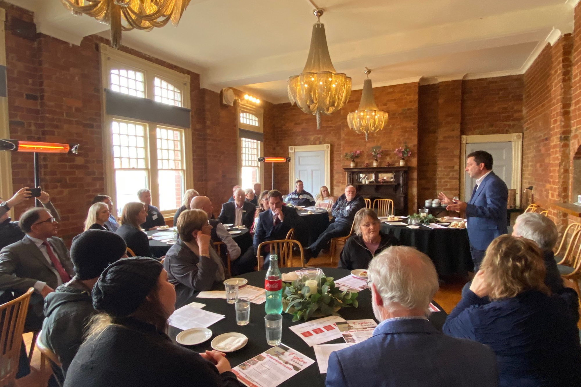 Listening: Leader of the Opposition Matthew Guy spent time in Cobden last week speaking with local business representatives.