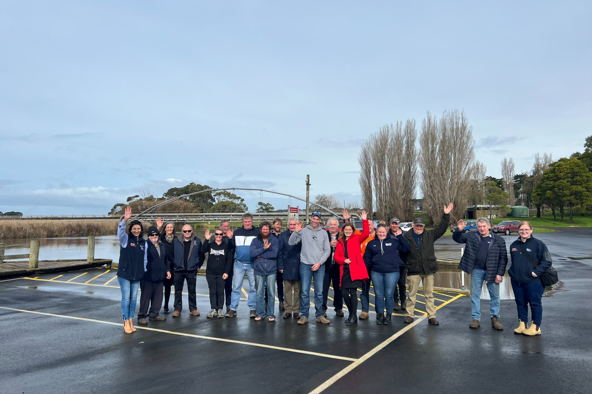Upgrades complete: Minister for Fishing and Boating Sonya Kilkenny paid a visit to Boggy Creek last week meeting with Curdievale Angling Club members and Moyne Shire Council representatives.