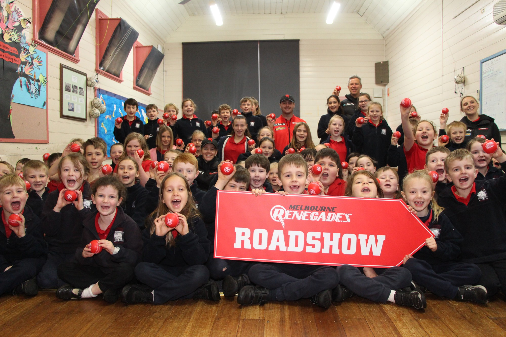 Clean bowled: Melbourne Renegades cricketers Zak Evans and Rhiann O’Donnell visited Terang College last week as part of a tour of the south west.