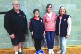 2022 HIBBA Division 2 Premiers: Glenormiston 2 (from left): Ron Heard, Jenny Meade, Rita Pasque, Deb Cheslett.