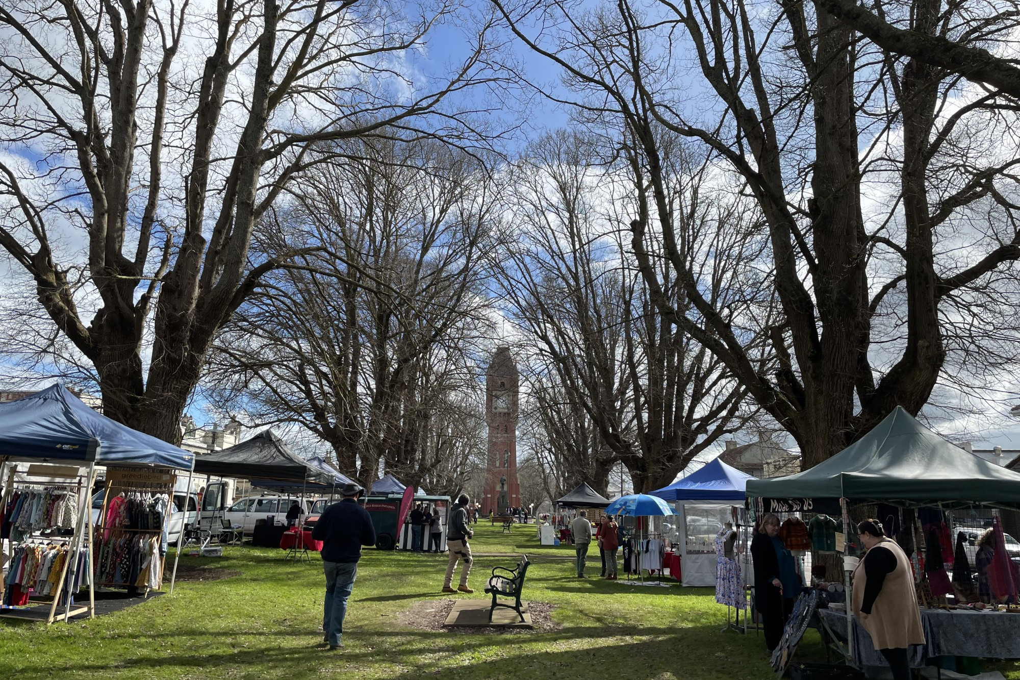New stalls: Locals and visitors alike took time to browse through the offerings at the monthly Camperdown Rotary Club market on Sunday.