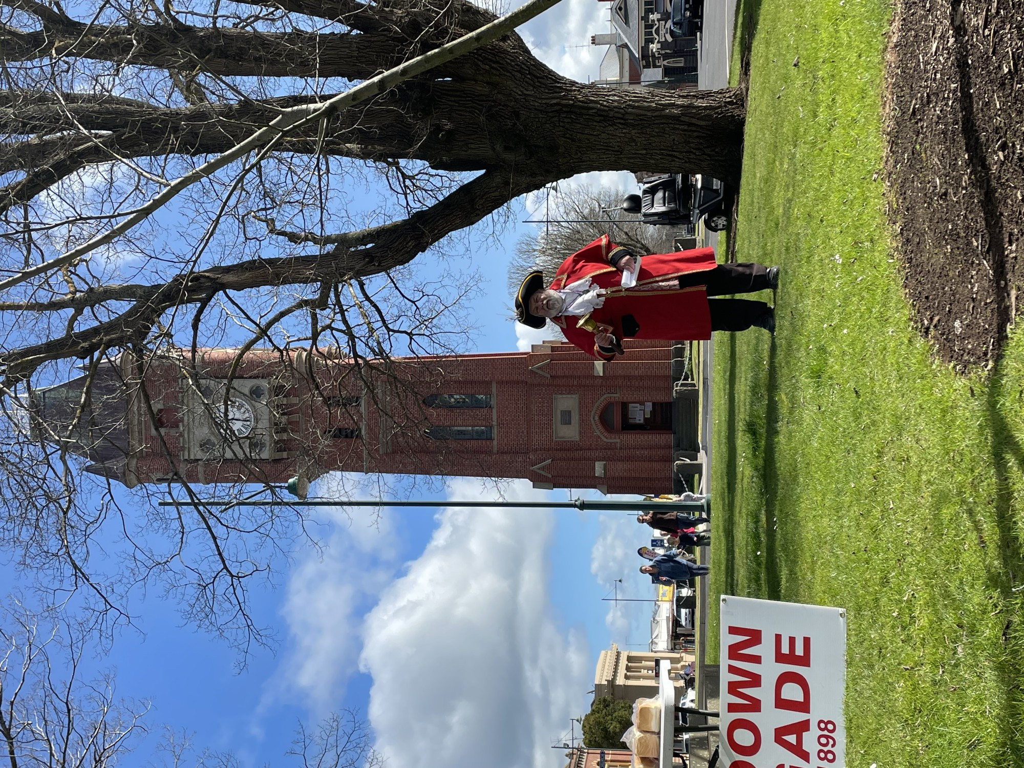 History: Camperdown town crier James Carter helps celebrate 125 years of the Camperdown Clocktower on Sunday.