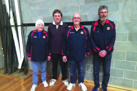 2022 HIBBA Division 3 Premiers: Simpson 2 (from left): Peita van Donk, Scott Ryan, Fred Salmon, Alan Beazy. 