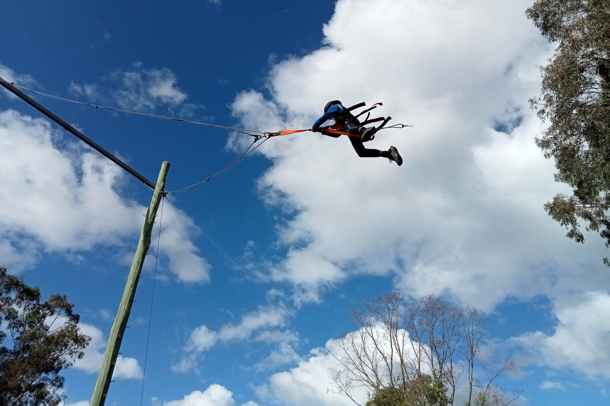 No thanks: A 19-metre-high giant swing was an exciting, albeit terrifying, experience for students.