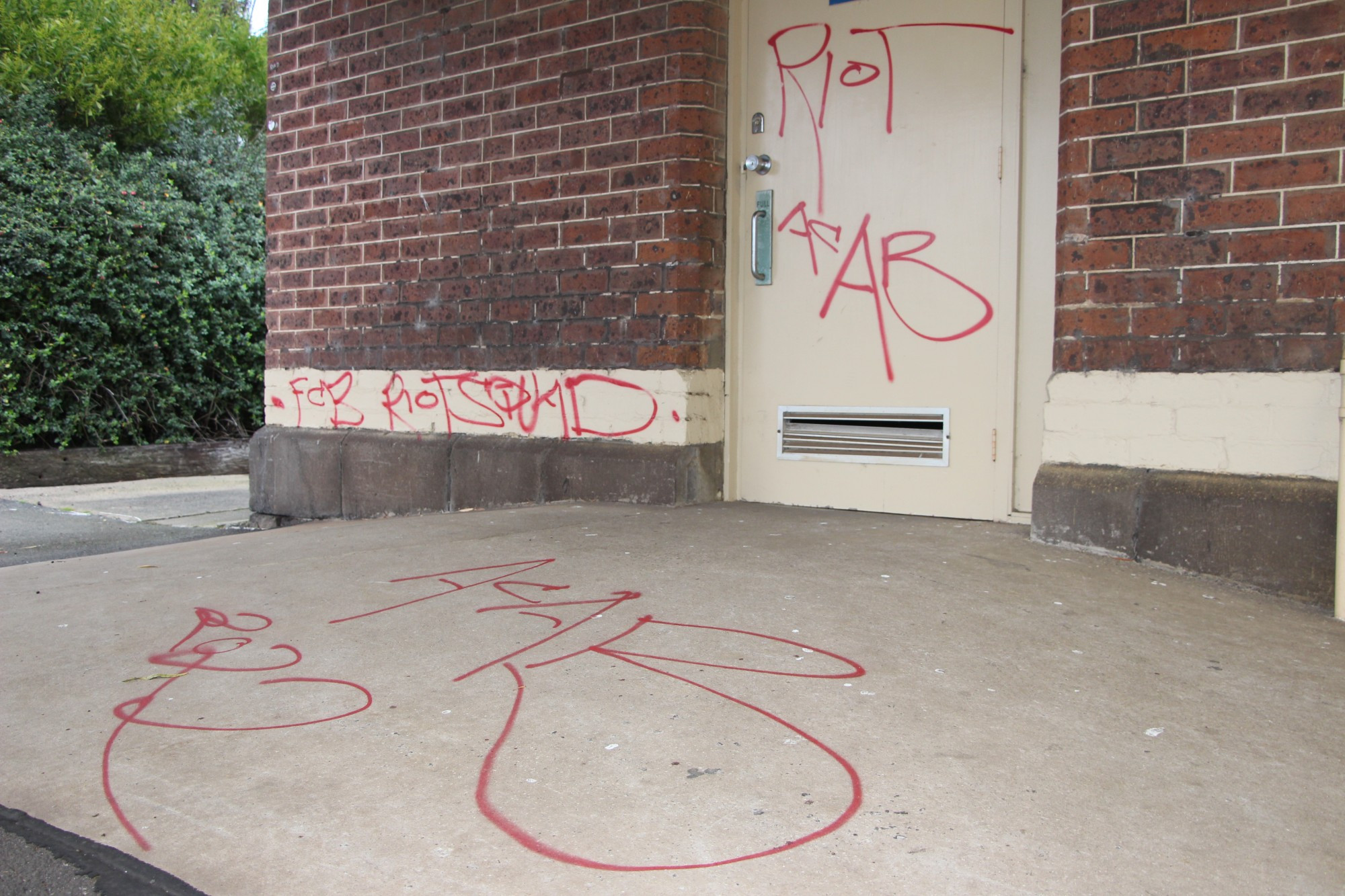 Why?: Graffiti recently appeared at the Terang train station.