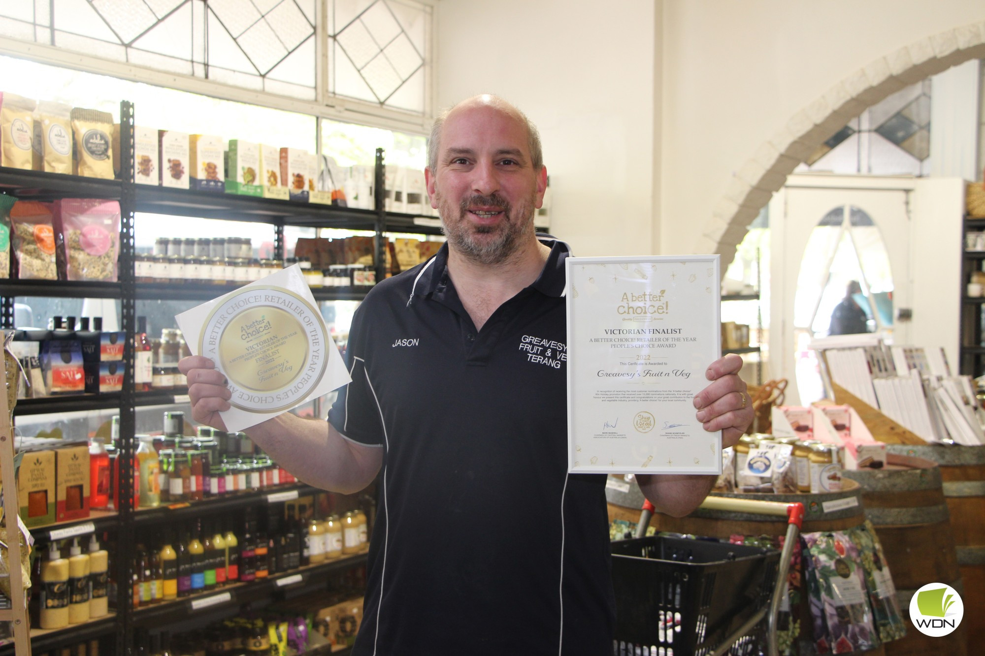 The best in state: Greavesy’s Fruit & Veg co-owner Jason Greaves was thankful to shoppers for helping the family business topple some of the state’s largest grocers in the A Better Choice Retailer of the Year, People’s Choice Awards.