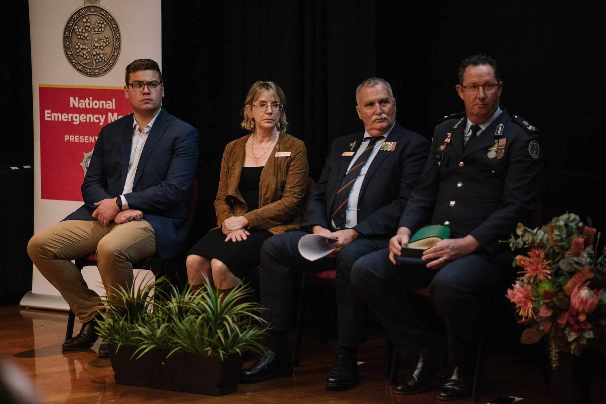 Award-winning: Noorat and District CFA captain Michael Williams, chief executive officer Natalie MacDonald, CFA board member Peter Shaw and deputy chief officer Rohan Luke pictured at the National Emergency Medals presentation ceremony over the weekend.