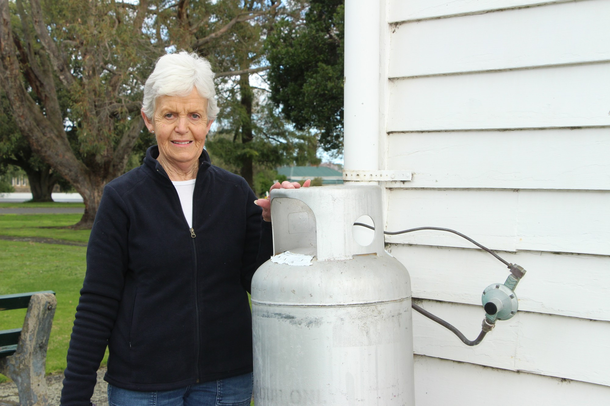 Pointless: St James Anglican Church secretary Sandra Richies has been left frustrated after a full gas bottle and the attached fittings, valued at more than $160, were stolen from church grounds recently.