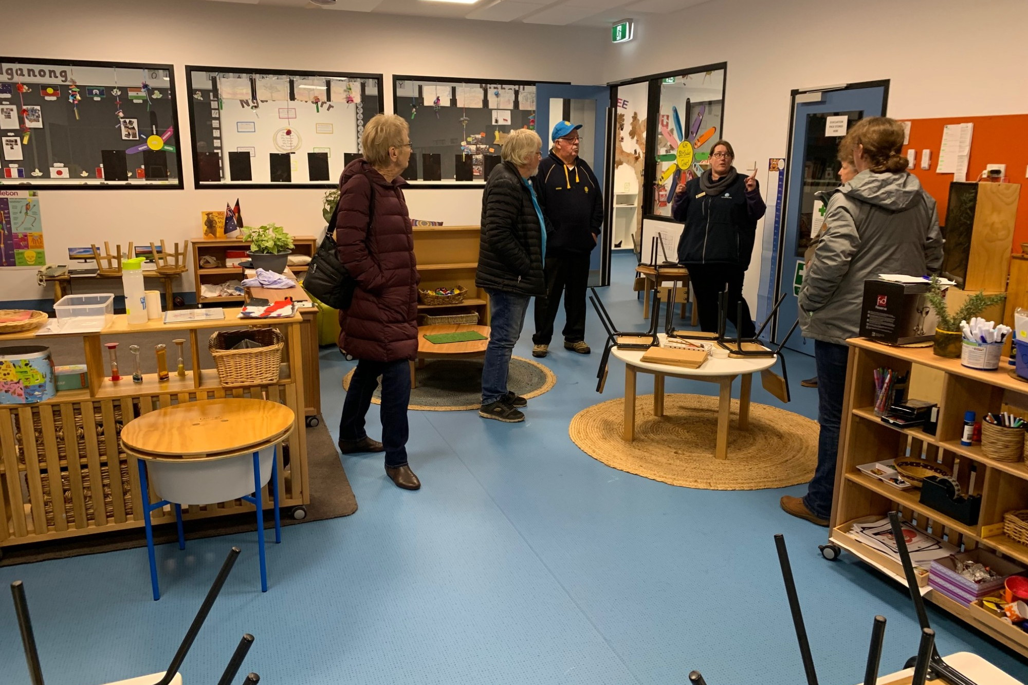 Walk through: Members and friends of the Cobden Rotary Club learnt about the new Cobden Kindergarten building at a recent visit.