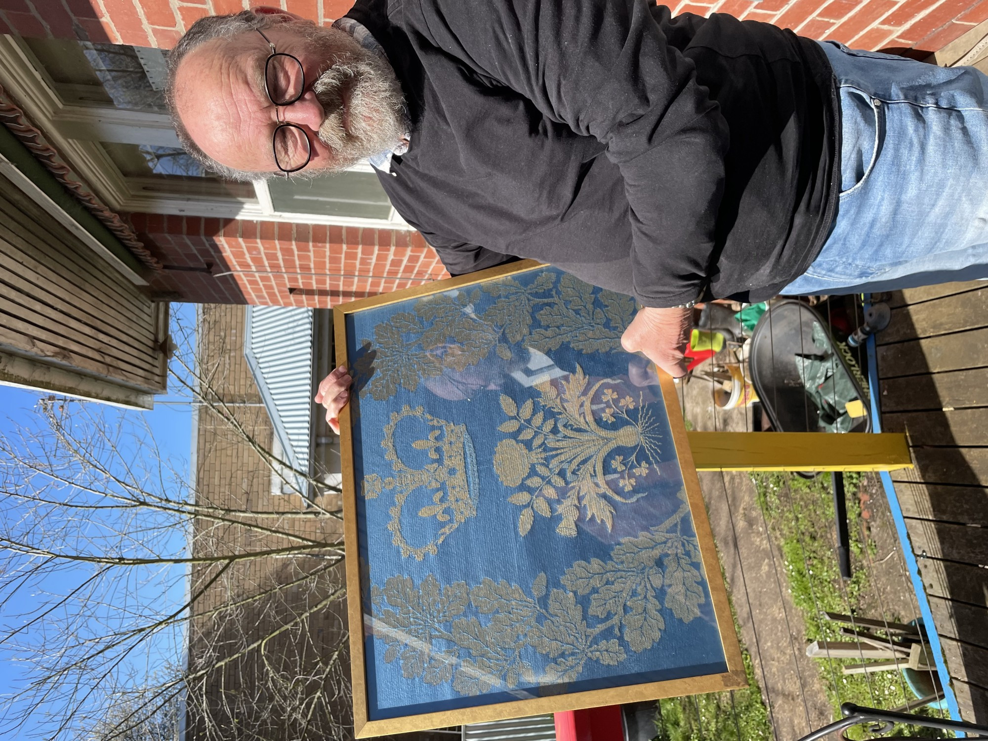 Significant memento: Camperdown’s Bert Pratt will display a piece of tapestry from Queen Elizabeth II coronation in his Manifold Street property.