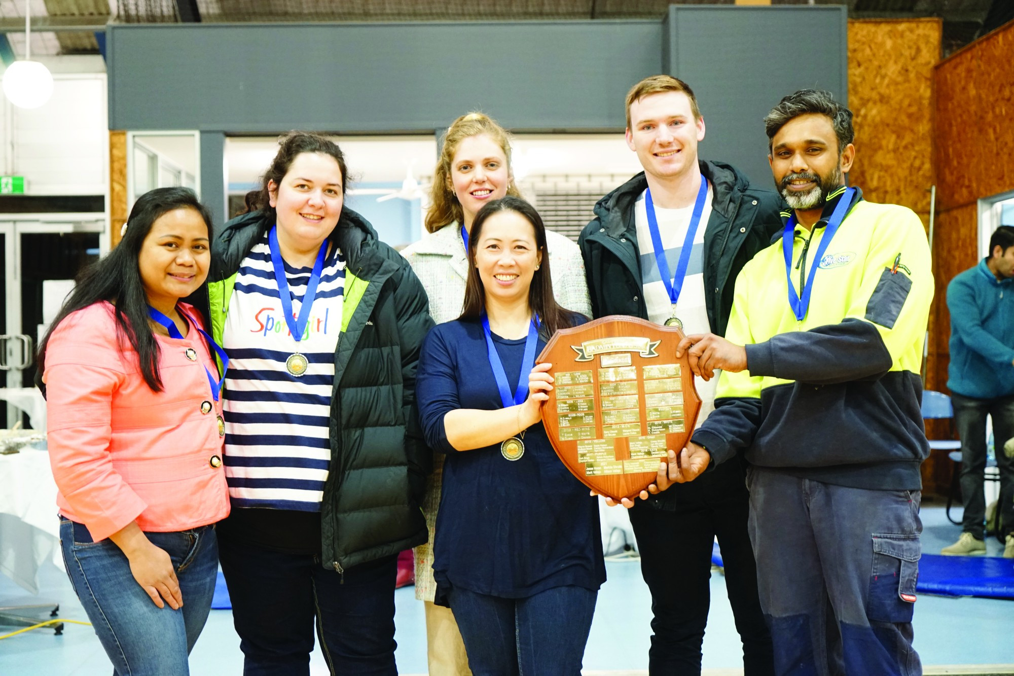 2022 A Grade Pennant Winners: (L-R) April McArthur, Kylea Dickson, Stacey Shalders, Charmaine Uy, Andrew Bennett, Din Stenerath and Tony Hassett (absent).