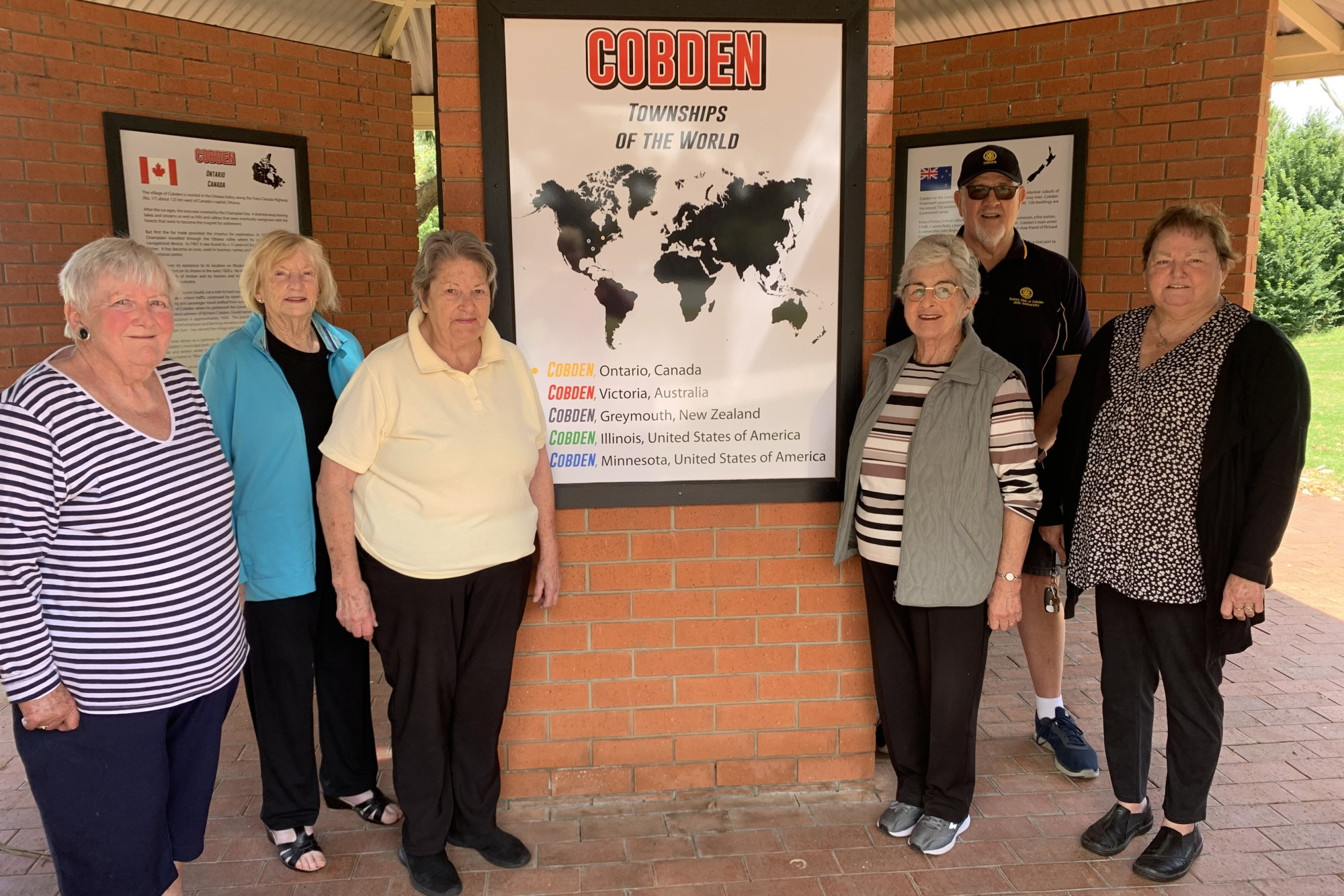 Project complete: Cobden Rotary and Friends of Rotary - the Cobden Quota group members celebrate the completion of Cobden Connections rotunda.