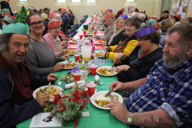 Attendees were served with a traditional Christmas meal of turkey, ham and chicken.