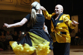 Dancers wore matching outfits for the Rock the Clock Dance Competition. 