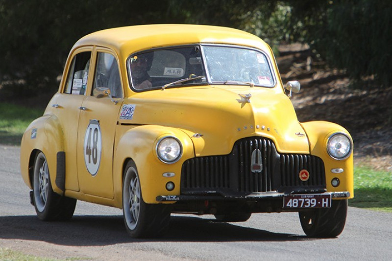 Christopher Harwood in his Holden 48-215 will be one of many return visitors to Mount Leura for this weekend’s final round.