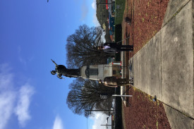 Darryn Morrison and Camperdown RSL president Alan Fleming at a service marking the 75th anniversary of WW2. 