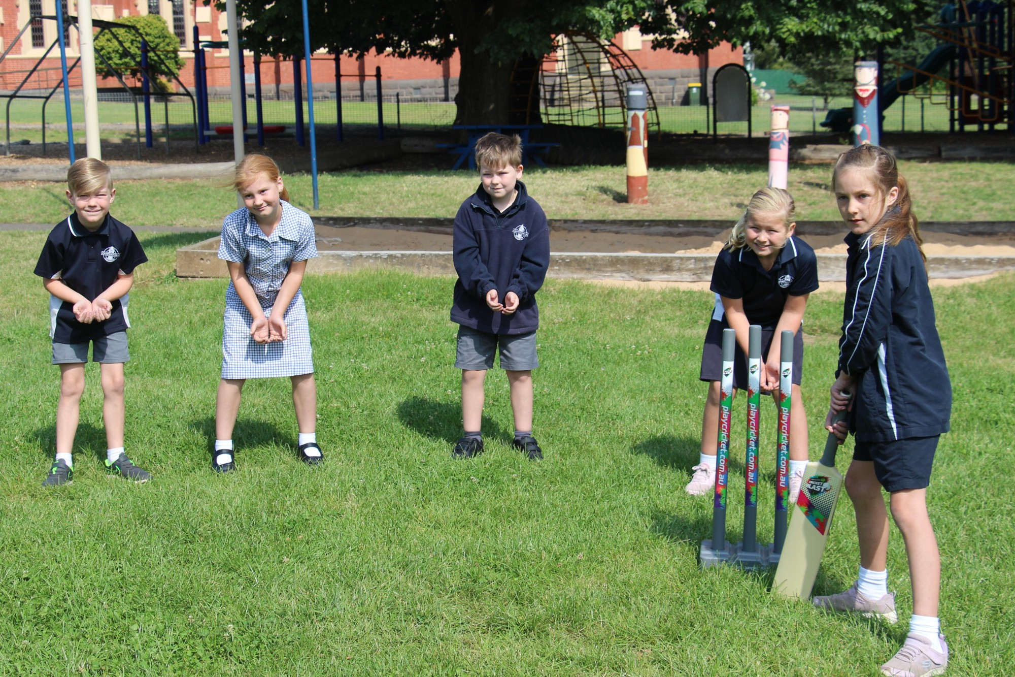 Camperdown College Grade 3 and 4 students Chace Fleming, Makayla Collins-Wilkinson, Dexx Dwyer, Chloe Castle and Elisha Boyd are looking forward to the Corangamite Cricket Blast program which starts on Monday.