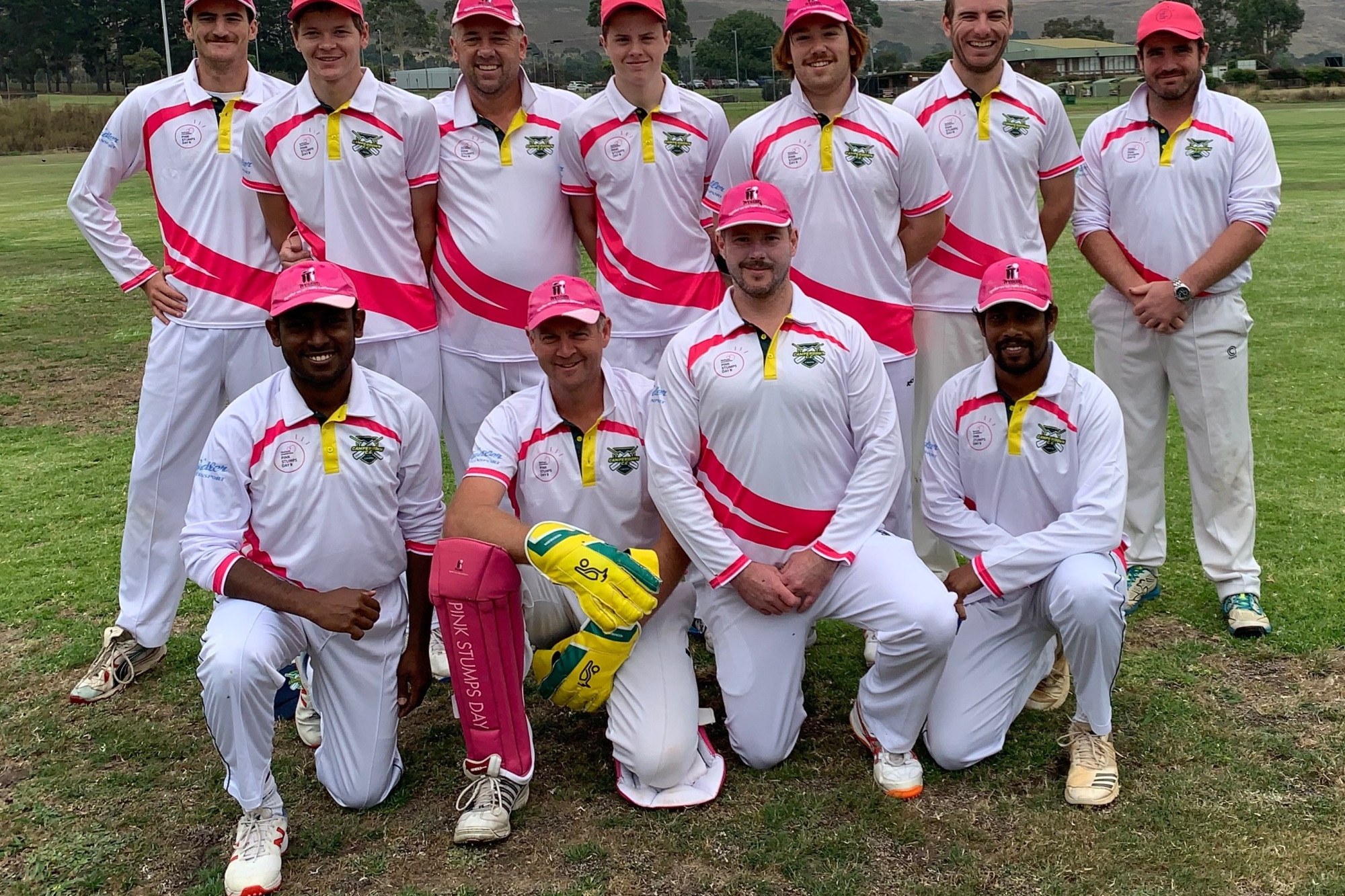 Camperdown’s victorious division one side following their close win over Simpson as part of the annual Pink Stumps Day fundraiser last Saturday.