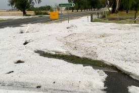 Derrinallum’s main street resembled a ‘winter wonderland’ after a hail storm bombarded the town on Sunday. 