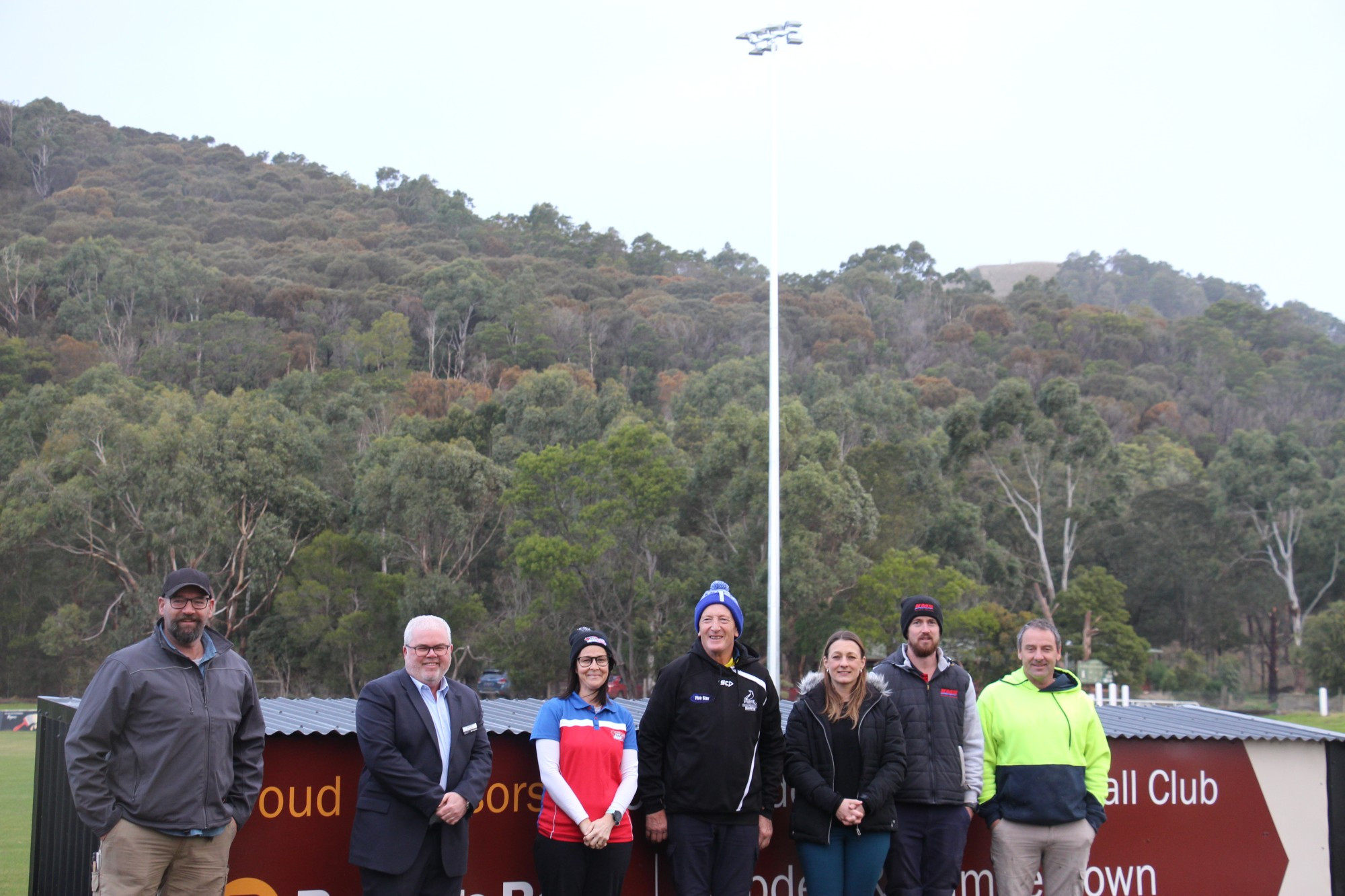 Project complete: There were smiles all round when a planned $370,000 upgrade to the lights at Leura Oval was completed.