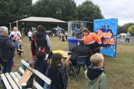 The dunking machine was a hit with kids. 