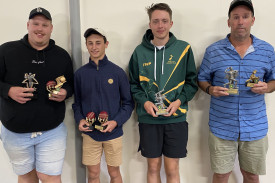 Division three trophy recipients (l-r) Tom Henry, Louis Darcy, Nick Jones and Greg Teal. 