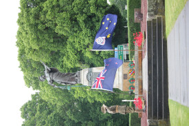 In memory: Darryn Morrison paid his respects to all those who have fought at war, including his great uncle George Boden who served at Gallipoli and the Western Front at an impromptu Remembrance Day service in Camperdown.