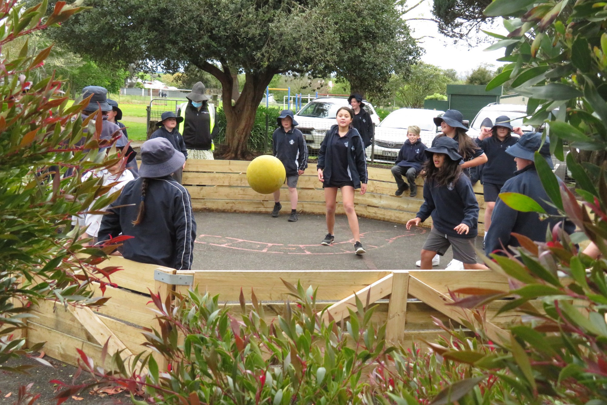 Schools back: Camperdown College junior campus students were excited to return to school last week, with a game of Ga Ga proving popular with all students.