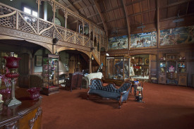 The property is renowned for historical murals within the homestead. 