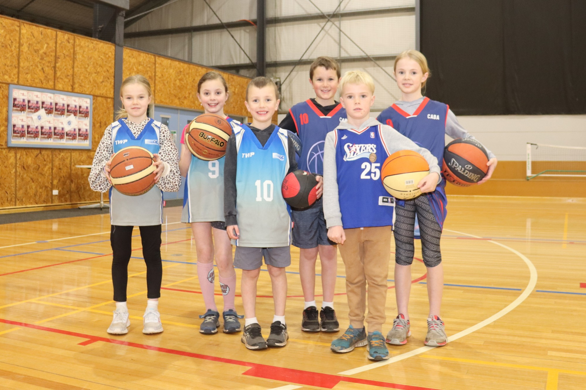 Volunteer call: Camperdown Amateur Basketball Association officials are calling for volunteers to help with the running of their upcoming season so local juniors like Edie Molan, Pippa Murphy, Gus Murphy, Miller Murphy, Roy Molan and Maisie Molan can all flourish on the court.