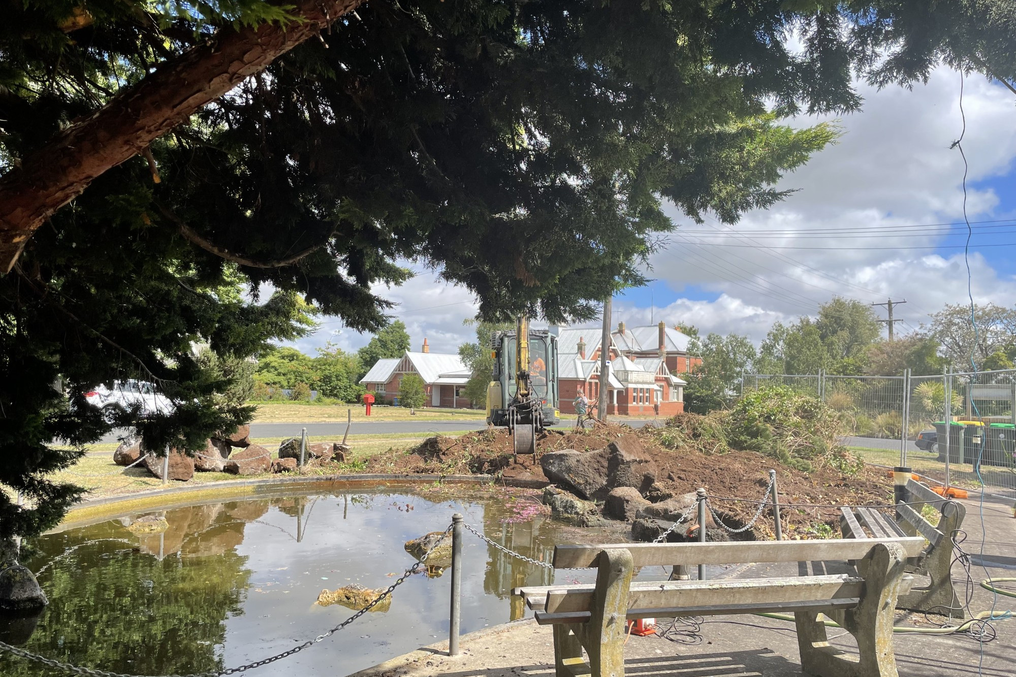 Community anger: Contractors filled in a pond in front of the Paton Street units displacing a family of ducks and their young ducklings.