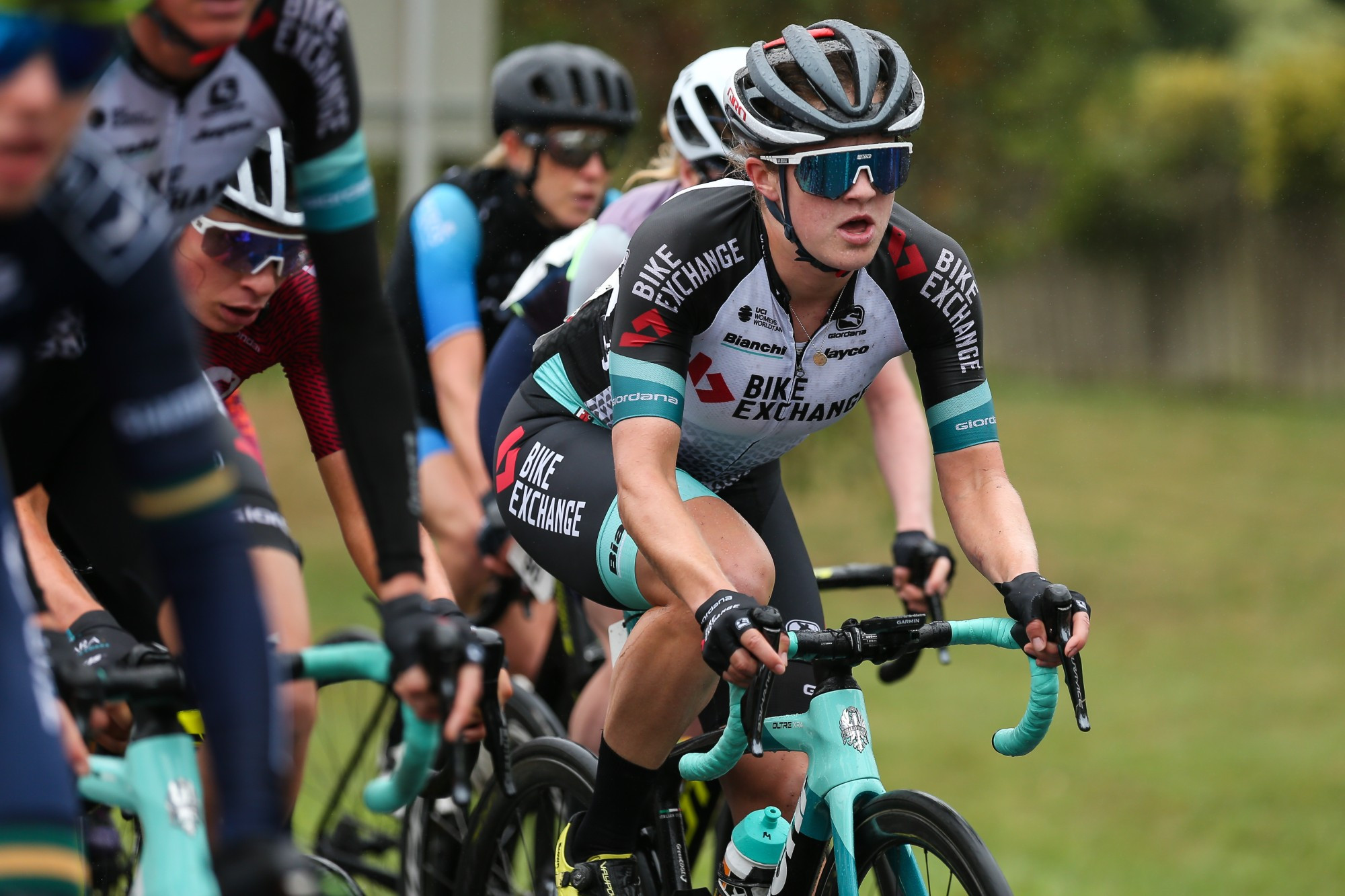 Camperdown's Grace Brown, pictured contesting the women's road race at last weekend's AusCycling National Championships, will line up in tomorrow's Melbourne to Warrnambool Cycling Classic. Picture courtesy of Con Chronis