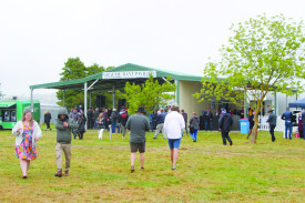 The Graeme Bant Pavilion was a hub of activity with shelter from the rain and plenty of betting. 