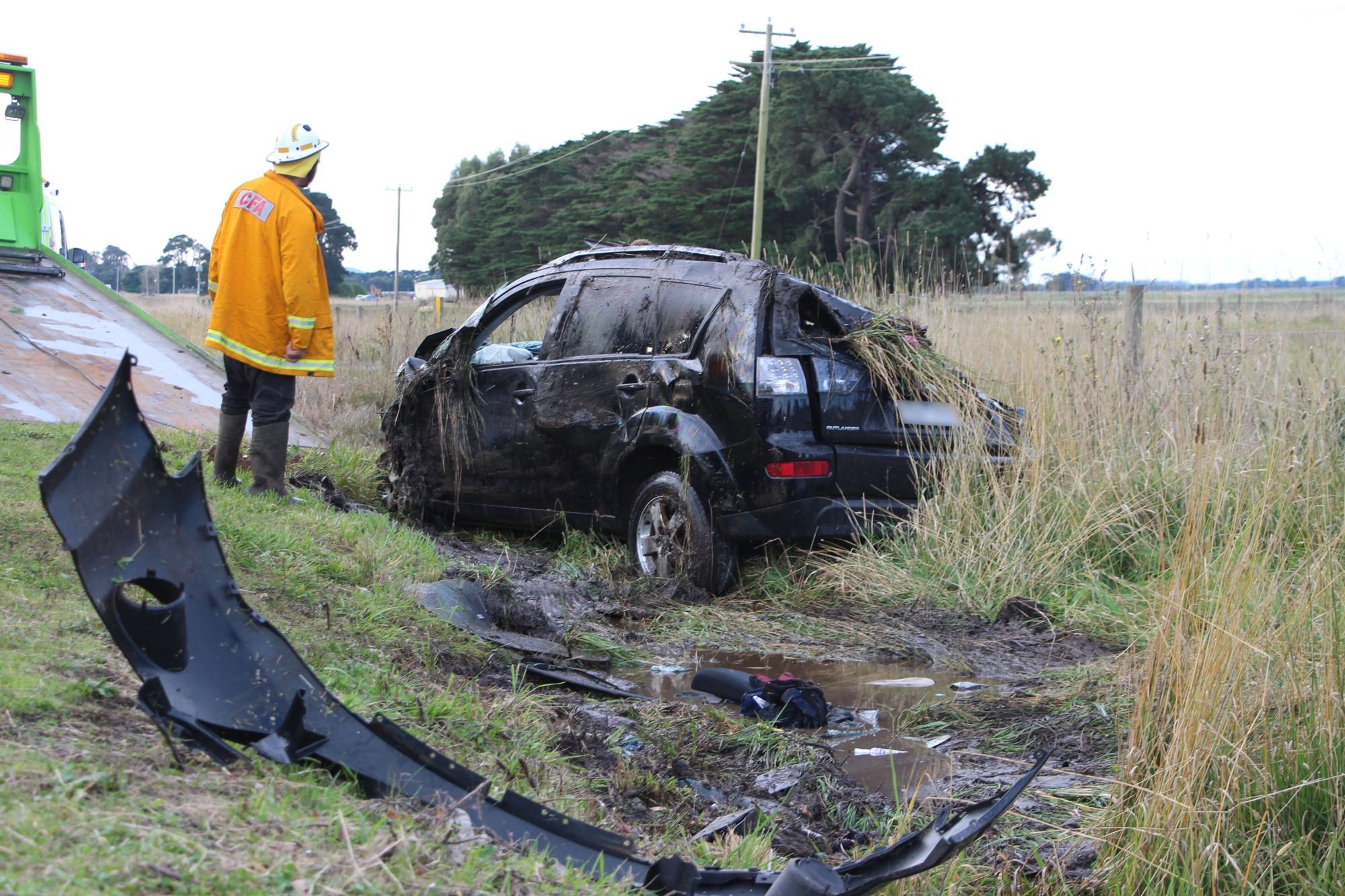 Lucky escape: Local police are investigating the circumstances which led to a single-vehicle accident on Darlington-Camperdown Road earlier this week.