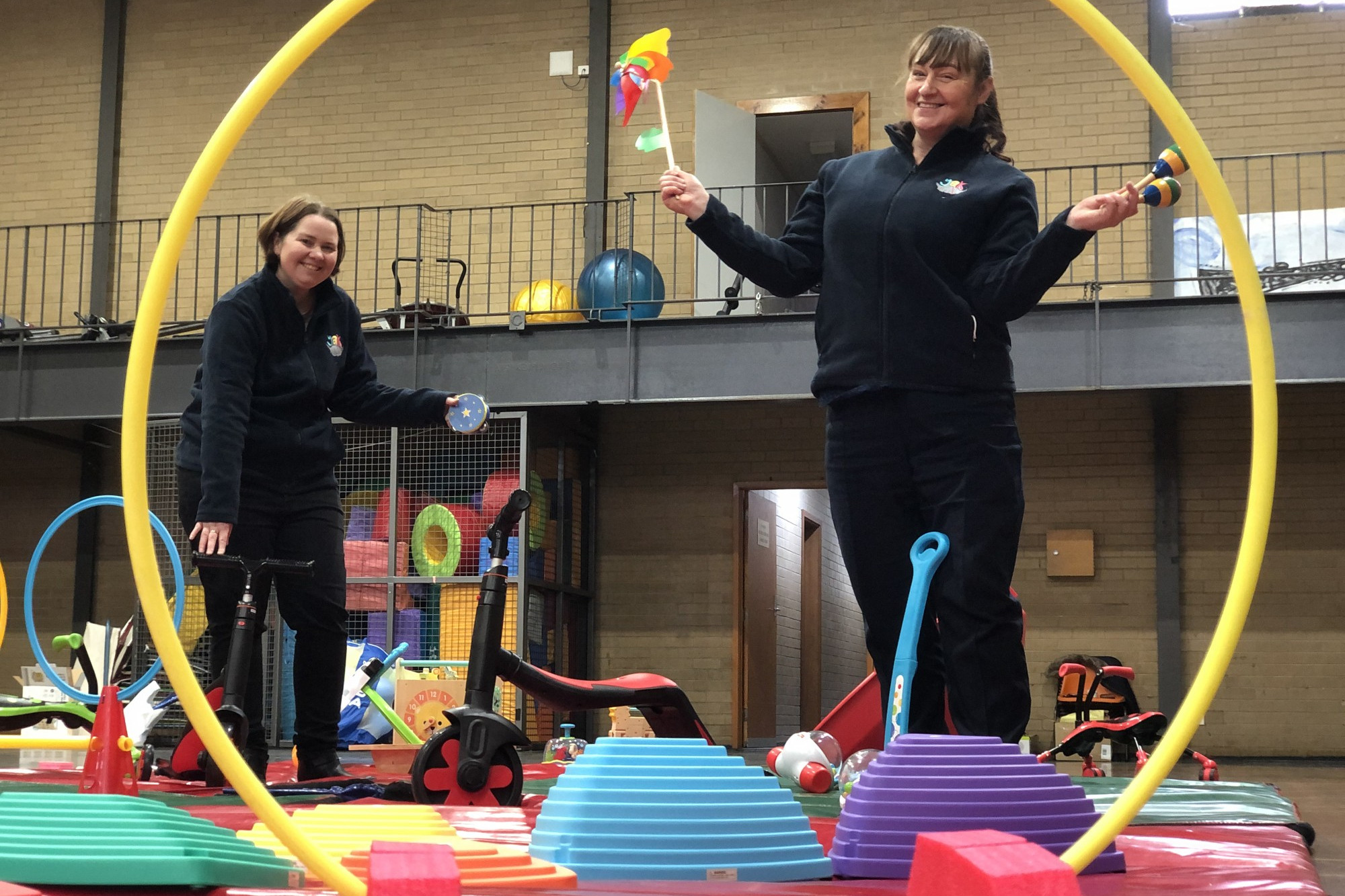 Kids fun: YAK educational gymnastic assistants Kerrie Storer (left) and Brenda Kent are excited to begin the new YAK program in Camperdown and Terang.