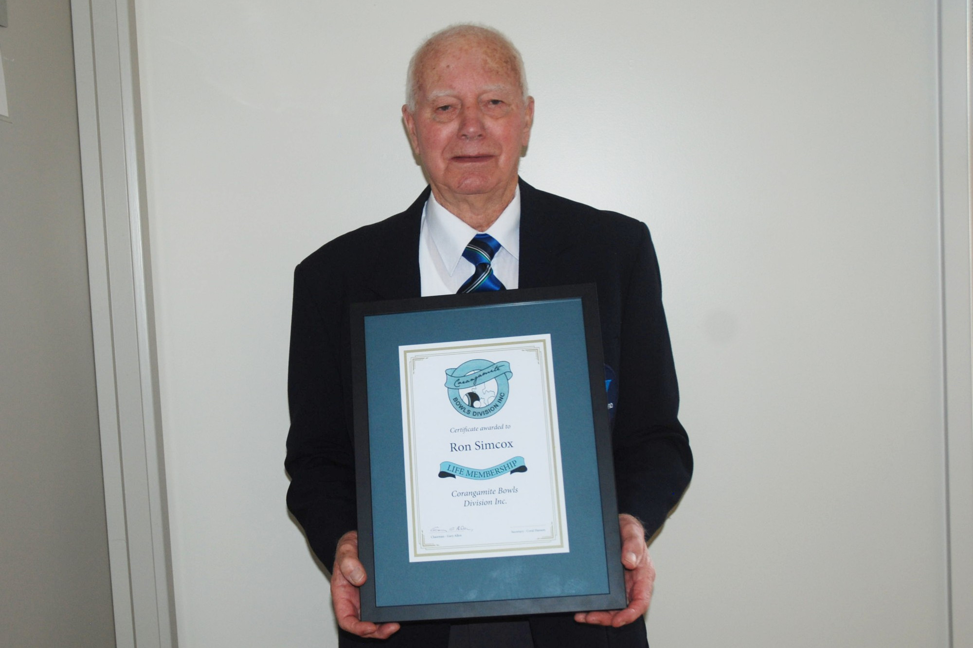 Reward: Ron Simcox’s involvement with the Corangamite Bowls Division over many years saw him awarded a life membership of the division recently.