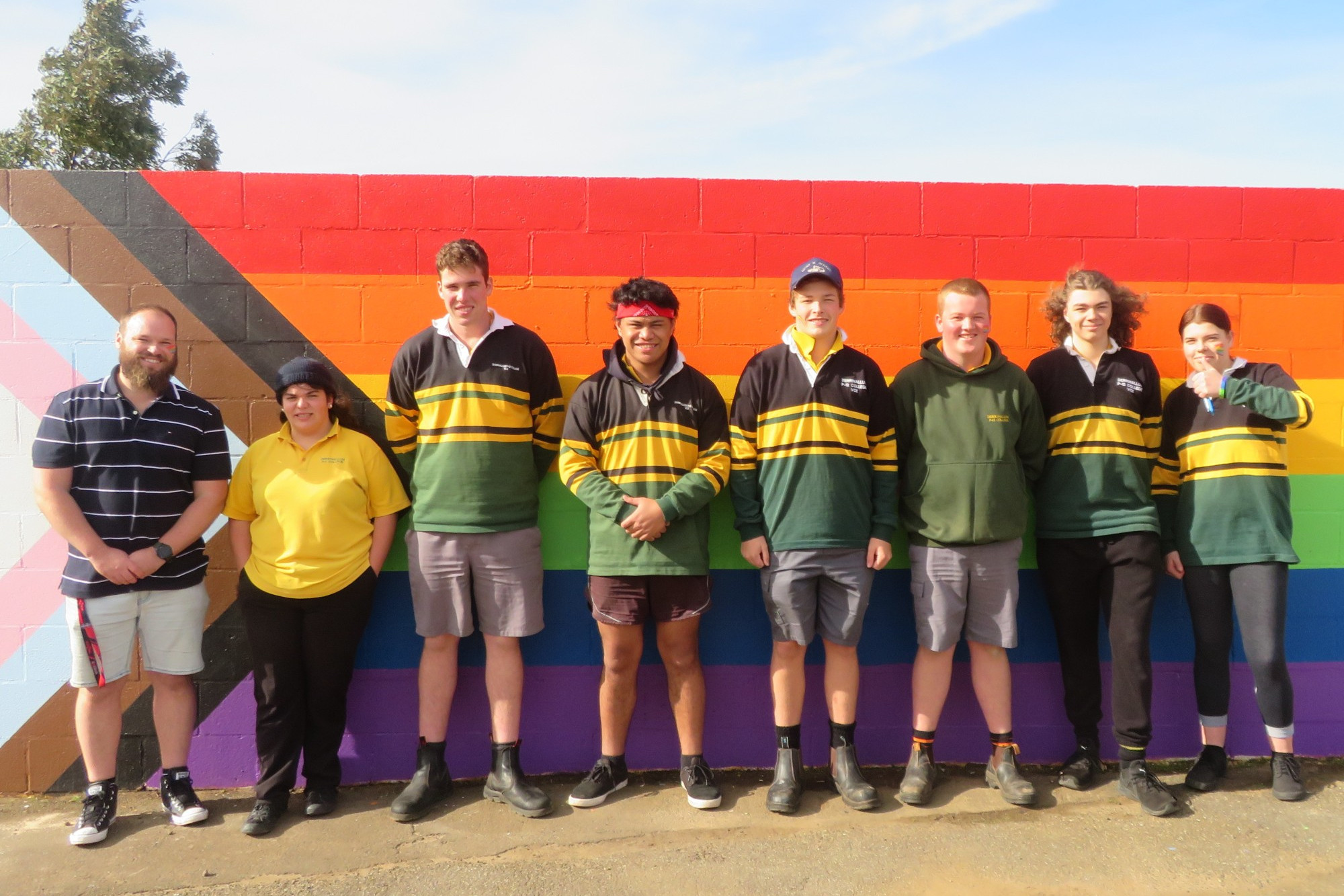 Tolerance: Derrinallum College students and staff went rainbow against LGBTQIA+ discrimination recently.