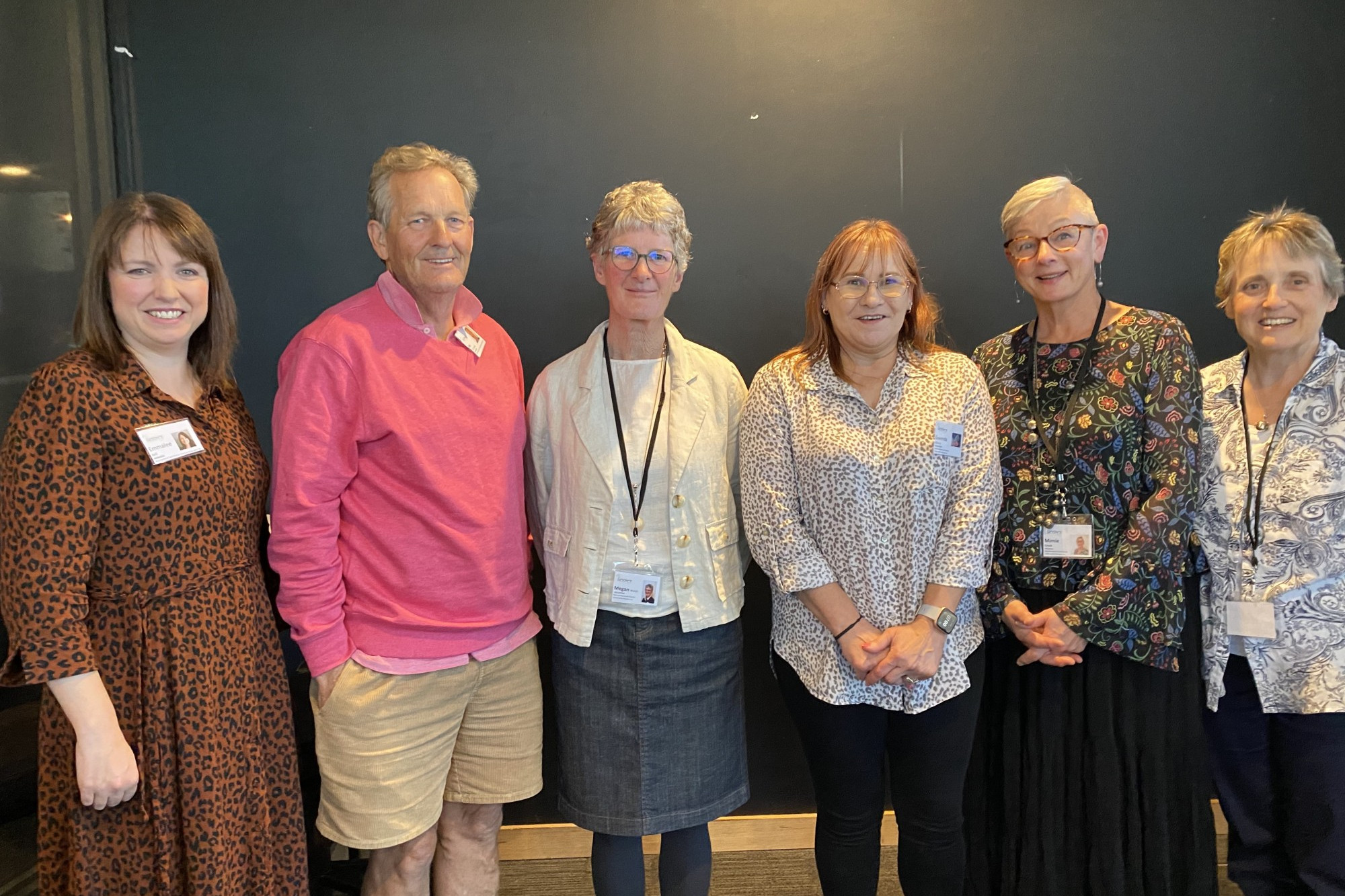 New faces: (From left) New manager Emmalee Bell with Ian McDonald from Camperdown, Megan Walsh from Camperdown, Gwenda Wilson, Mimie Cook, Ros Hayman from Camperdown, Lu Butler are volunteering their time with Warrnambool and District Community Support’s fifth year of being in operation.