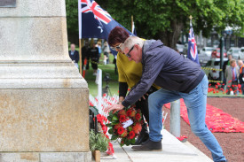 Judi Oakes and Brian Smith laid a wreath on behalf of the Camperdown Lions. 