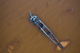The CAC Wirraway has been in Lake Corangamite for more than 70 years. Photo supplied by Jonn Stewart