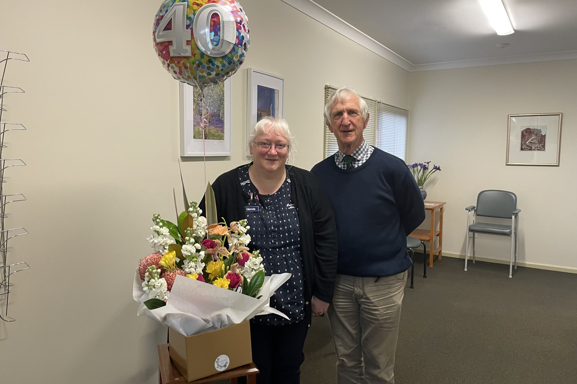 Congratulations: Robinson Street Medical Centre practice manager Glenda McIlveen celebrated 40 years of working at the practice recently, pictured with Dr John Menzies, who she has worked with throughout her working life.