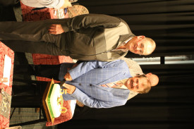 President of the Victorian Division of the Sportsmen’s Association Australia Bill Wilkins (left) assists Ron Cameron with cutting the club’s 50th birthday cake. 