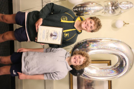 Jock and Fred Dean received the junior sports team award on behalf of Cobden and District Tennis Association premiers Team Wilson. 