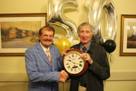 Ted Goodacre (right) received the prestigious Rick Scroggie Memorial award for services to sport. 