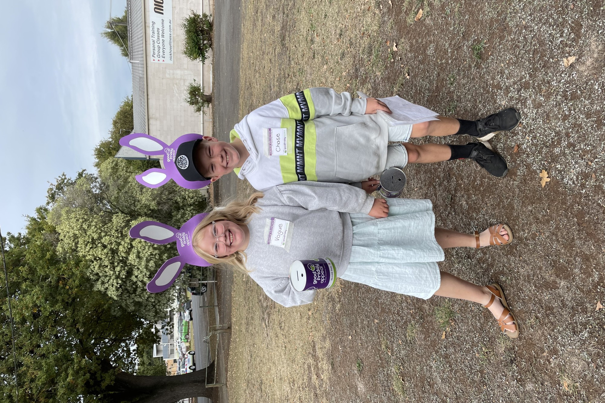 Helping out: Vogue and Chase Fleming were among the collectors in Camperdown helping to raise more than $26,000 for the Good Friday Appeal.
