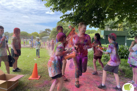 Even the teachers took part in the day, with senior students helping colour-strike their teachers.