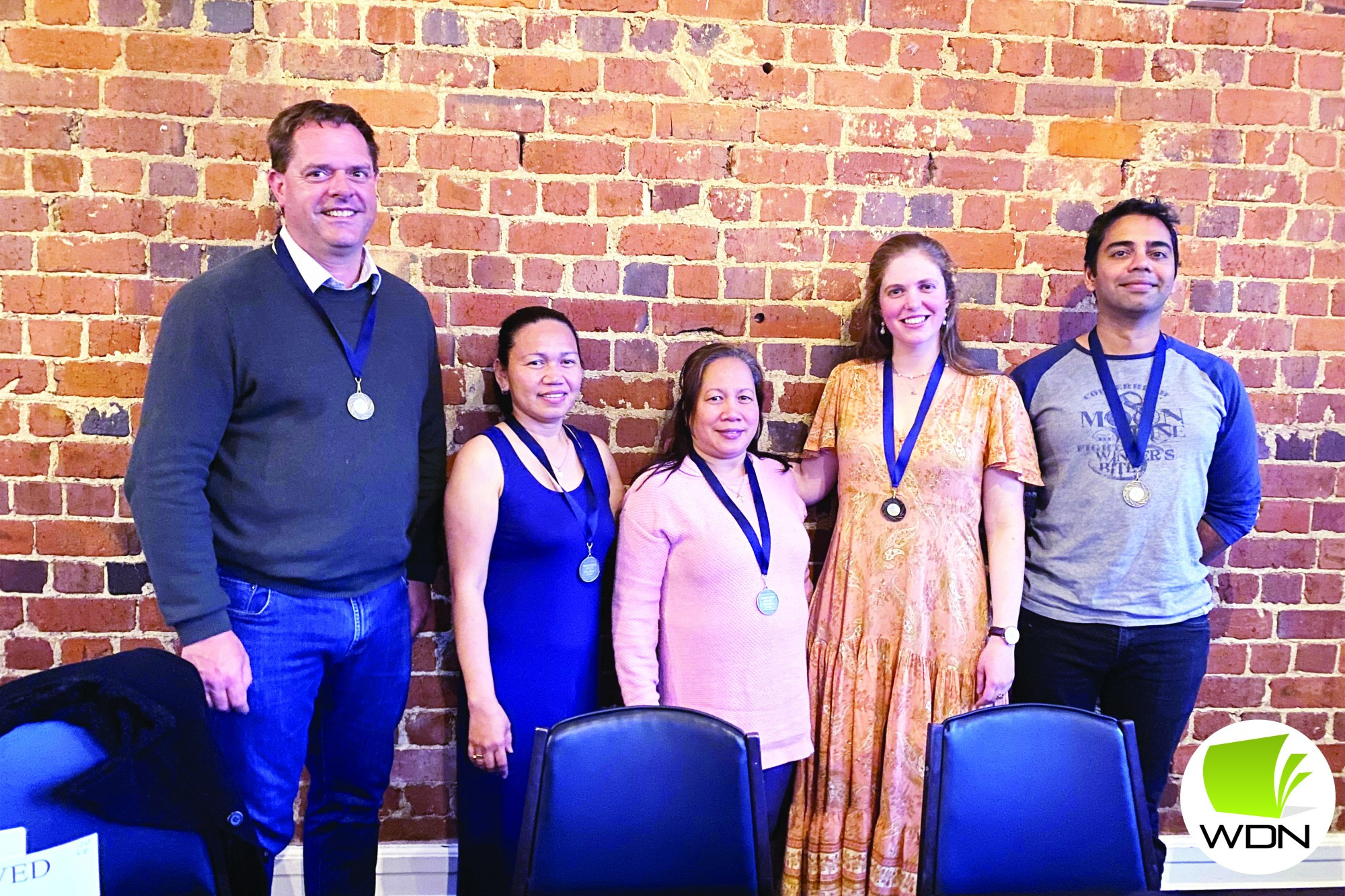 Shuttle stars: (left to right) Andrew Mason, Shirley Woolhouse, Mae Ann Basas, Stacey Shalders and Ash Singh.