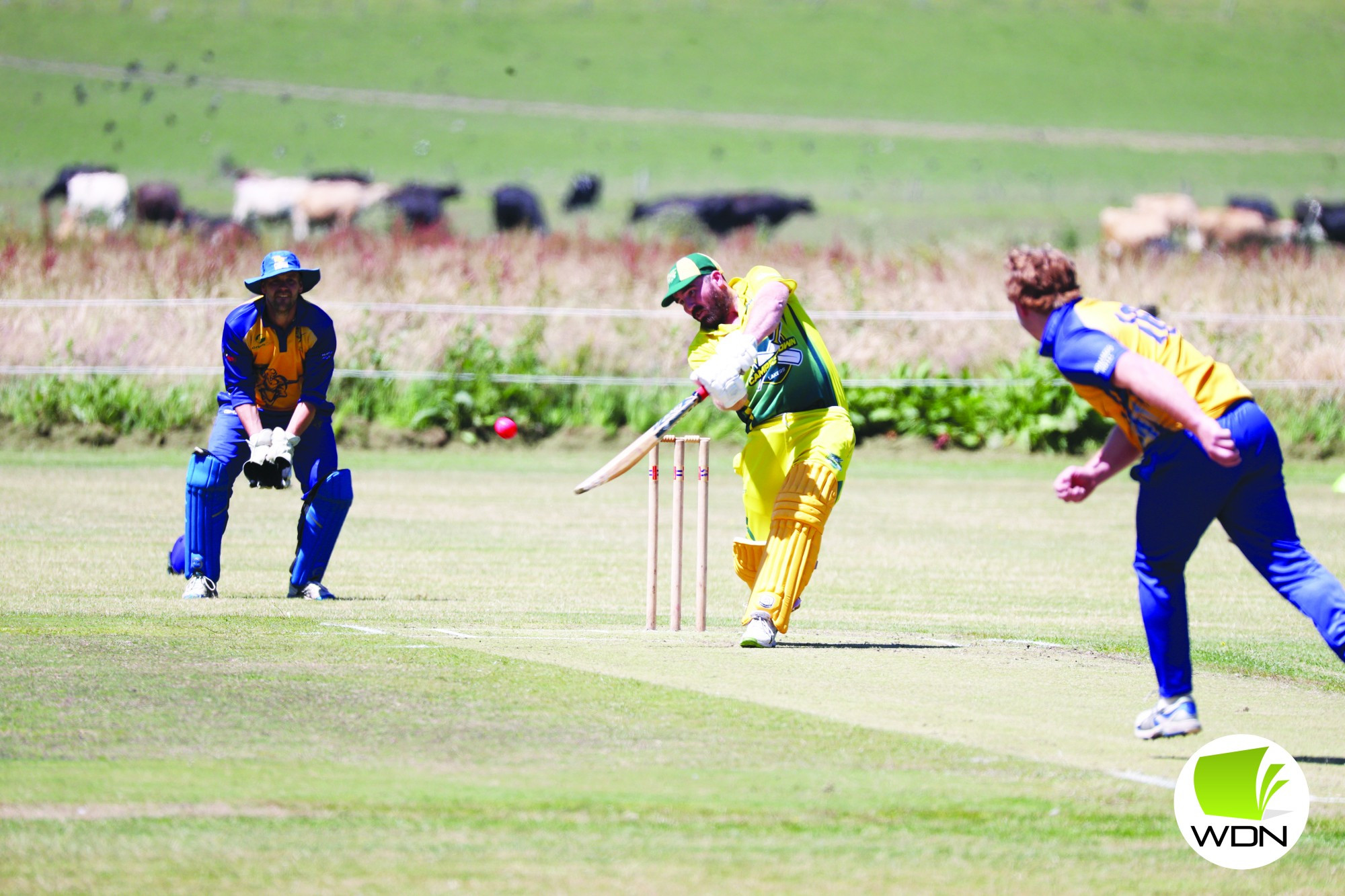 Camperdown’s Steven Fisher gets one away during the qualifier.